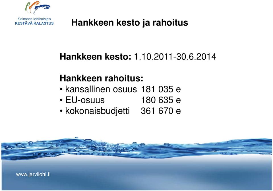 2014 Hankkeen rahoitus: kansallinen