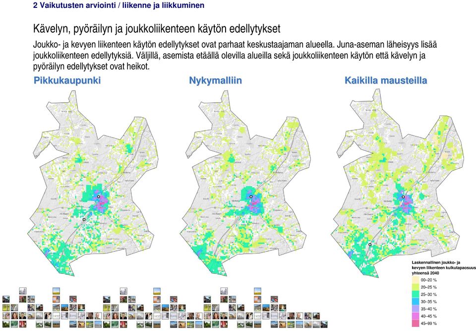 Juna-aseman läheisyys lisää joukkoliikenteen edellytyksiä.