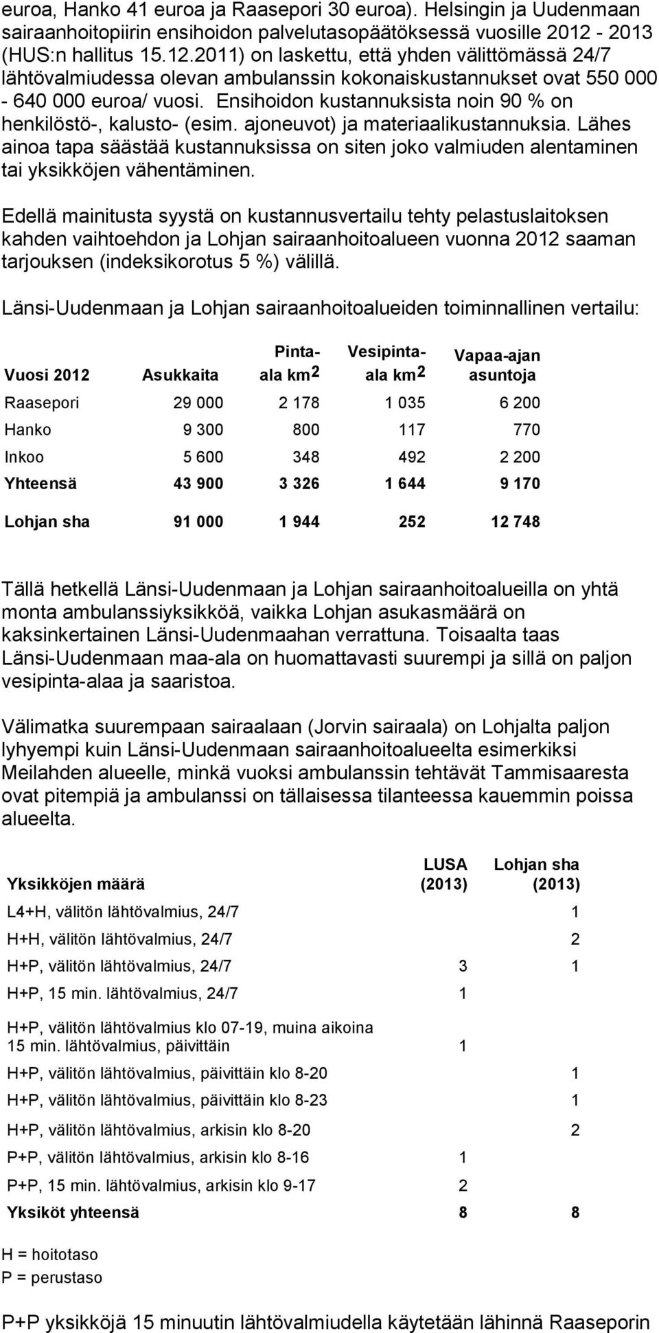 Ensihoidon kustannuksista noin 90 % on henkilöstö-, kalusto- (esim. ajoneuvot) ja materiaalikustannuksia.