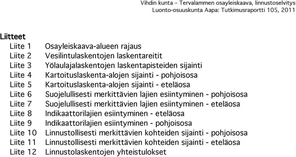 Suojelullisesti merkittävien lajien esiintyminen Suojelullisesti merkittävien lajien esiintyminen Indikaattorilajien esiintyminen - eteläosa Indikaattorilajien