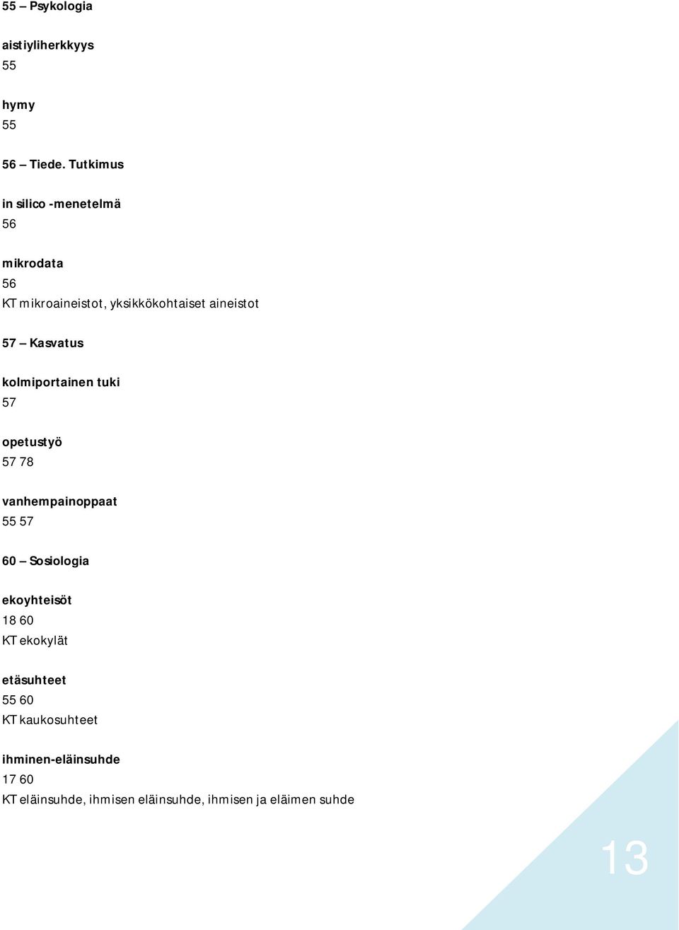 Kasvatus kolmiportainen tuki 57 opetustyö 57 78 vanhempainoppaat 55 57 60 Sosiologia