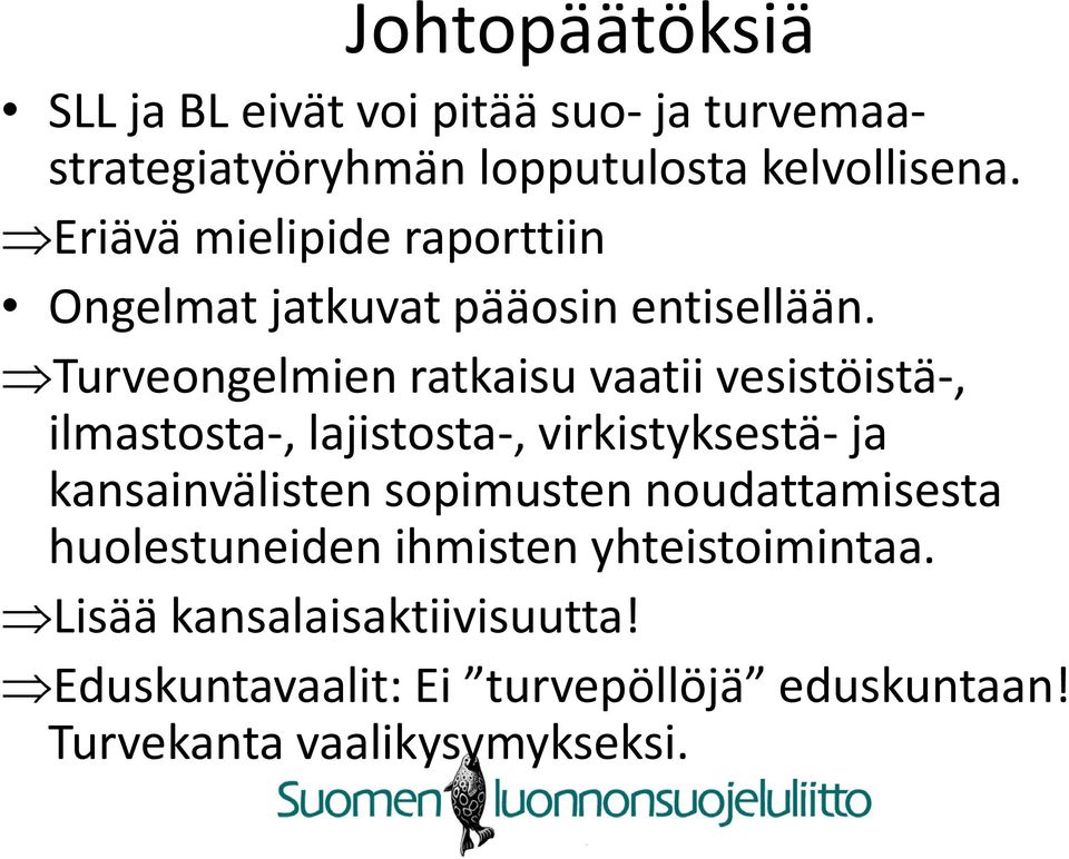 Turveongelmien ratkaisu vaatii vesistöistä, ilmastosta, lajistosta, virkistyksestä ja kansainvälisten