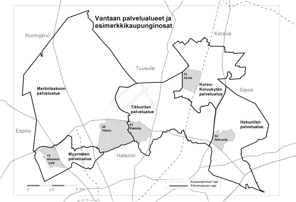 palvelualue Espoo 40 Ylästö 51 Pakkala 94 Hakunila Hakunilan palvelualue 12