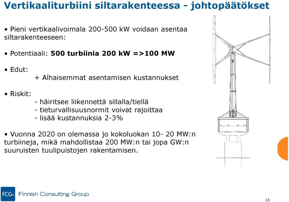 häiritsee liikennettä sillalla/tiellä - tieturvallisuusnormit voivat rajoittaa - lisää kustannuksia 2-3% Vuonna 2020