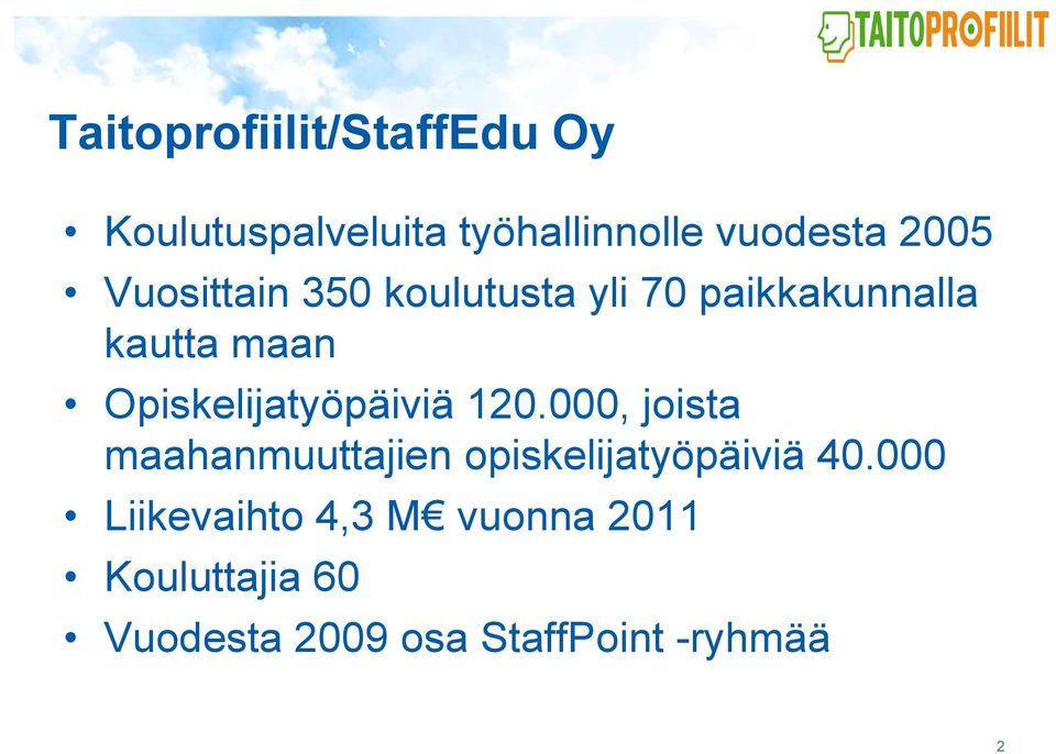 Opiskelijatyöpäiviä 120.