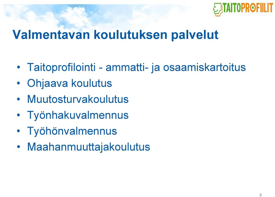 osaamiskartoitus Ohjaava koulutus