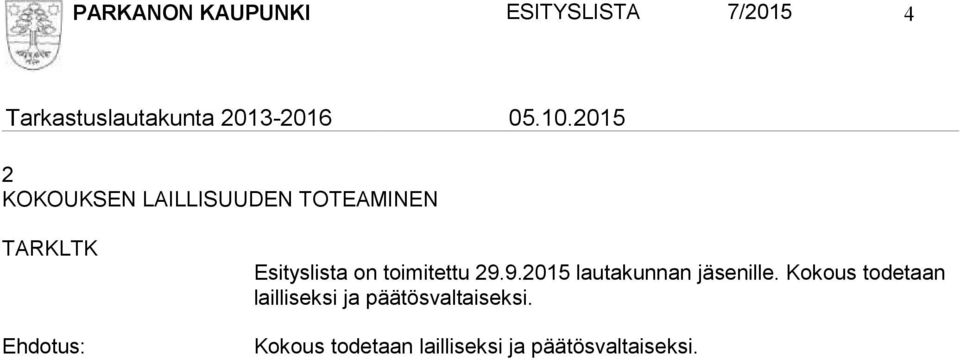 9.2015 lautakunnan jäsenille.