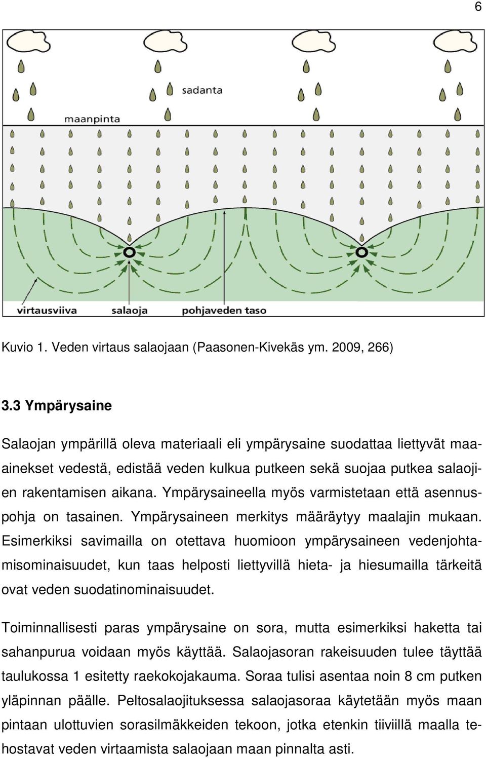 Ympärysaineella myös varmistetaan että asennuspohja on tasainen. Ympärysaineen merkitys määräytyy maalajin mukaan.