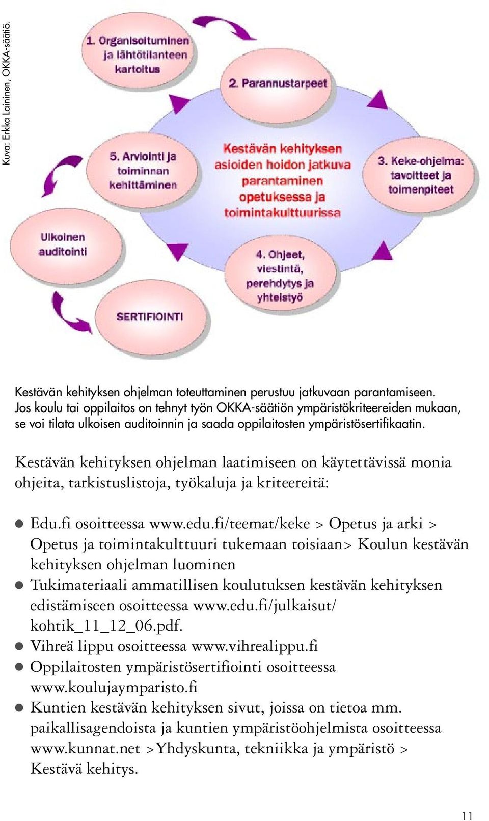 Kestävän kehityksen ohjelman laatimiseen on käytettävissä monia ohjeita, tarkistuslistoja, työkaluja ja kriteereitä: Edu.fi osoitteessa www.edu.