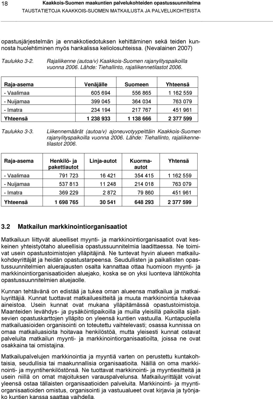 Lähde: Tiehallinto, rajaliikennetilastot 2006.