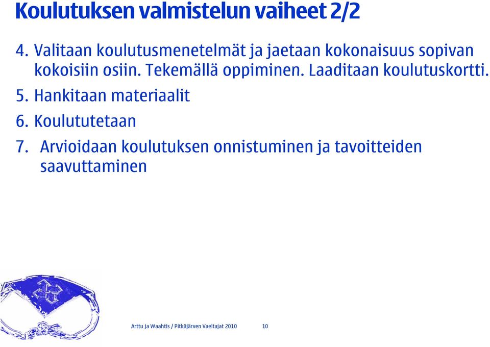 osiin. Tekemällä oppiminen. Laaditaan koulutuskortti. 5.