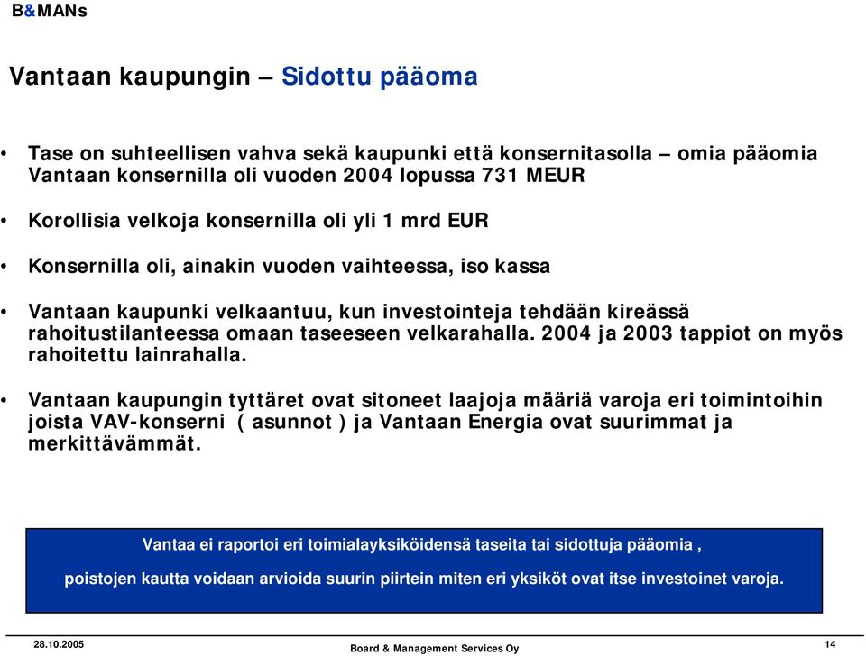 2004 ja 2003 tappiot on myös rahoitettu lainrahalla.