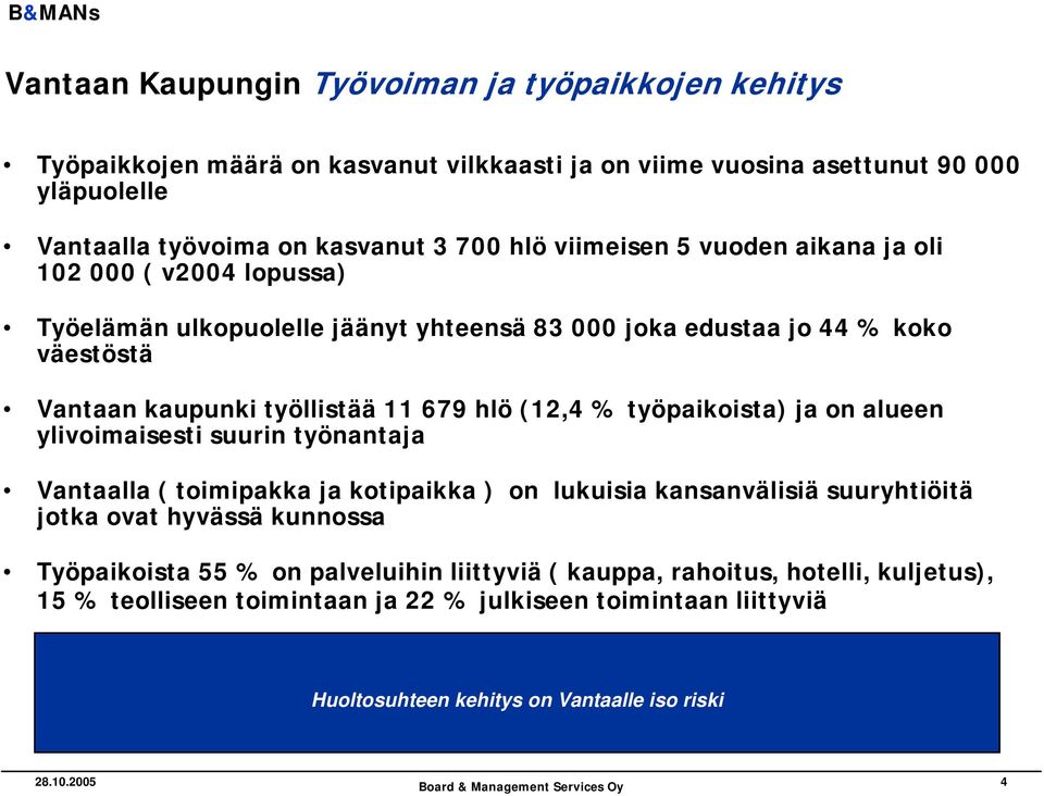 työpaikoista) ja on alueen ylivoimaisesti suurin työnantaja Vantaalla ( toimipakka ja kotipaikka ) on lukuisia kansanvälisiä suuryhtiöitä jotka ovat hyvässä kunnossa Työpaikoista 55 % on