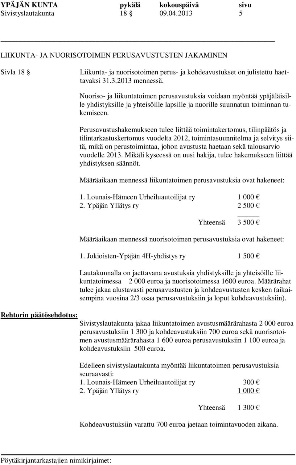 Perusavustushakemukseen tulee liittää toimintakertomus, tilinpäätös ja tilintarkastuskertomus vuodelta 2012, toimintasuunnitelma ja selvitys siitä, mikä on perustoimintaa, johon avustusta haetaan