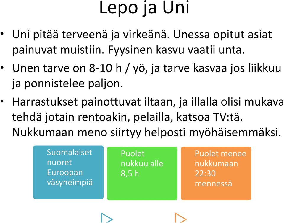 Harrastukset painottuvat iltaan, ja illalla olisi mukava tehdä jotain rentoakin, pelailla, katsoa TV:tä.