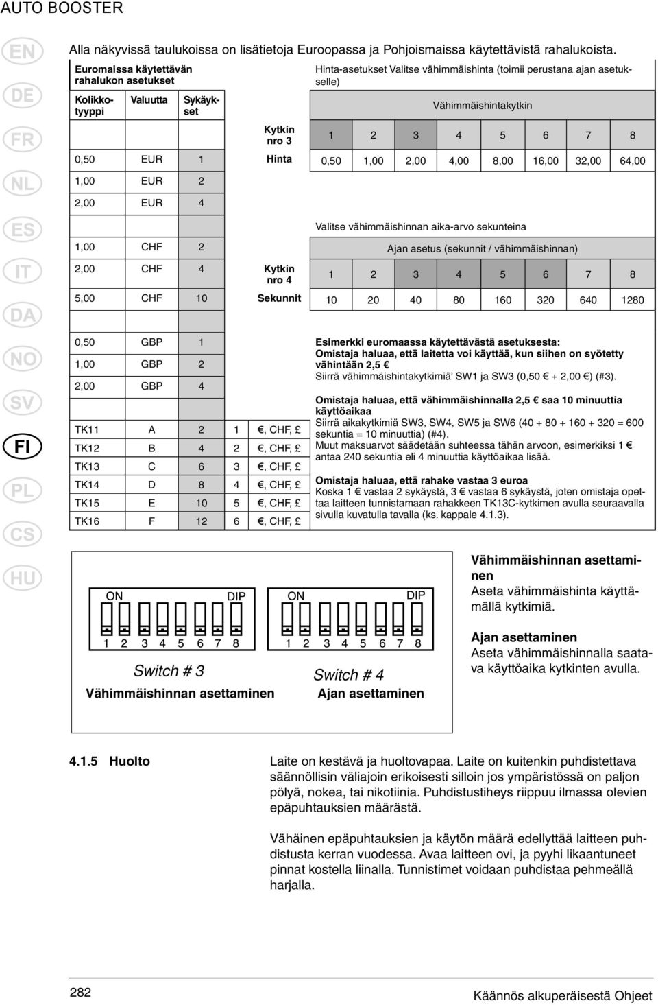 8 0,50 EUR 1 Hinta 0,50 1,00 2,00 4,00 8,00 16,00 32,00 64,00 1,00 EUR 2 2,00 EUR 4 Valitse vähimmäishinnan aika-arvo sekunteina 1,00 CHF 2 Ajan asetus (sekunnit / vähimmäishinnan) 2,00 CHF 4 Kytkin