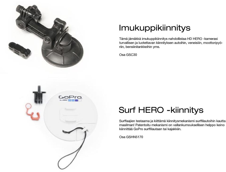 Osa GSC30 Surf HERO -kiinnitys Surffaajien testaama ja kiittämä kiinnitysmekanismi surffilautoihin