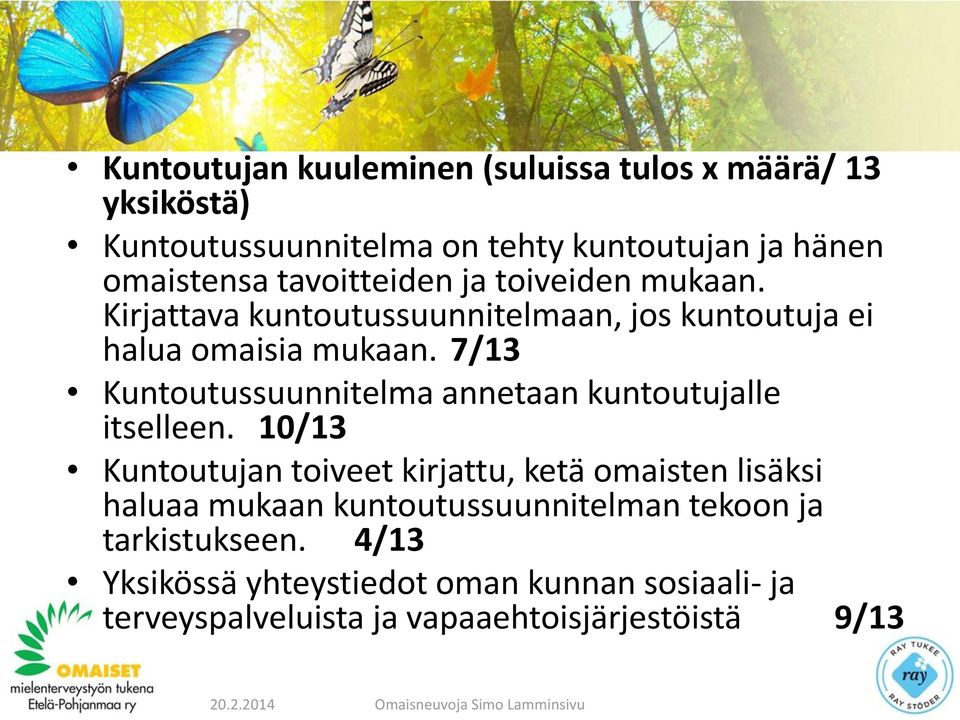 7/13 Kuntoutussuunnitelma annetaan kuntoutujalle itselleen.