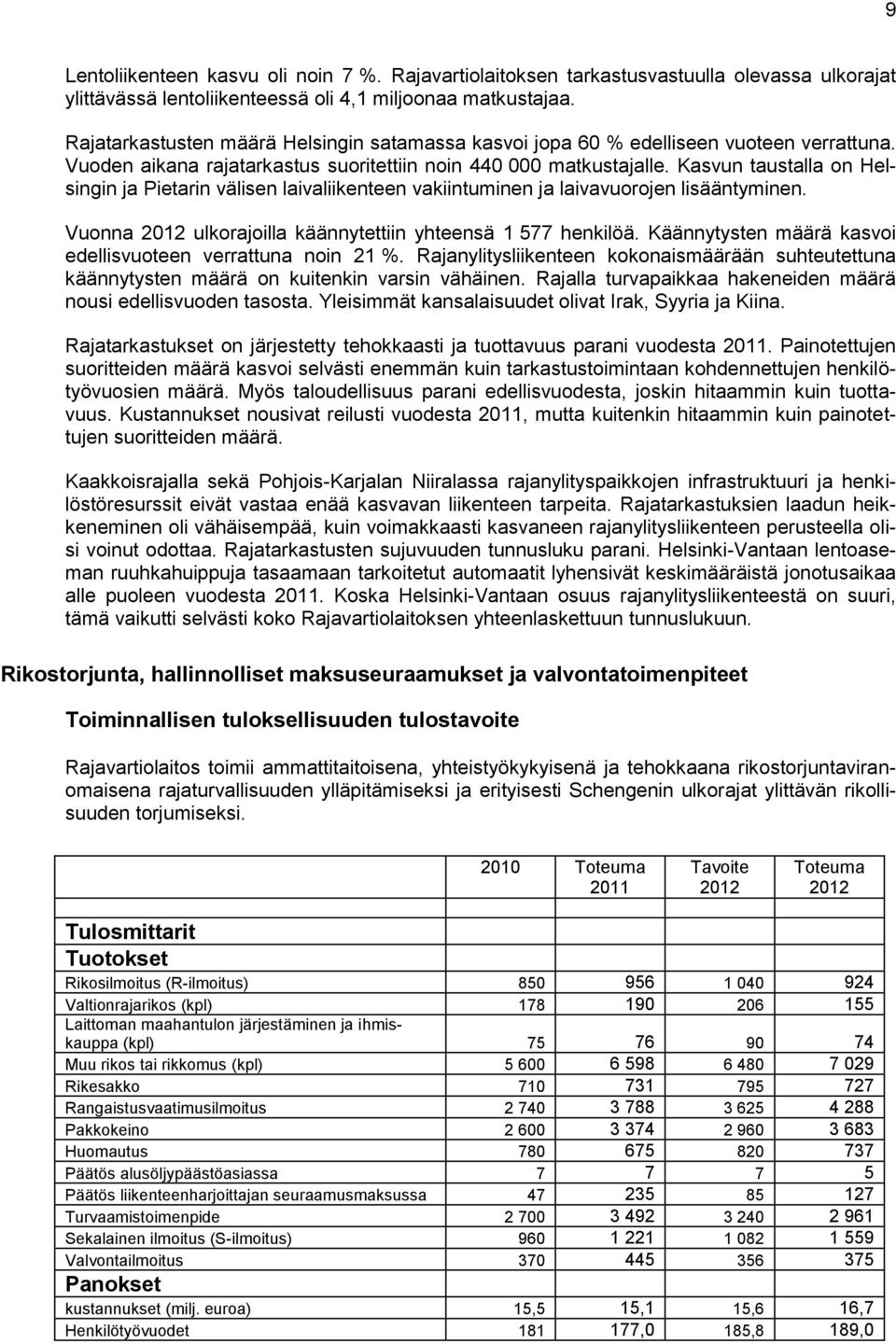 Kasvun taustalla on Helsingin ja Pietarin välisen laivaliikenteen vakiintuminen ja laivavuorojen lisääntyminen. Vuonna 2012 ulkorajoilla käännytettiin yhteensä 1 577 henkilöä.