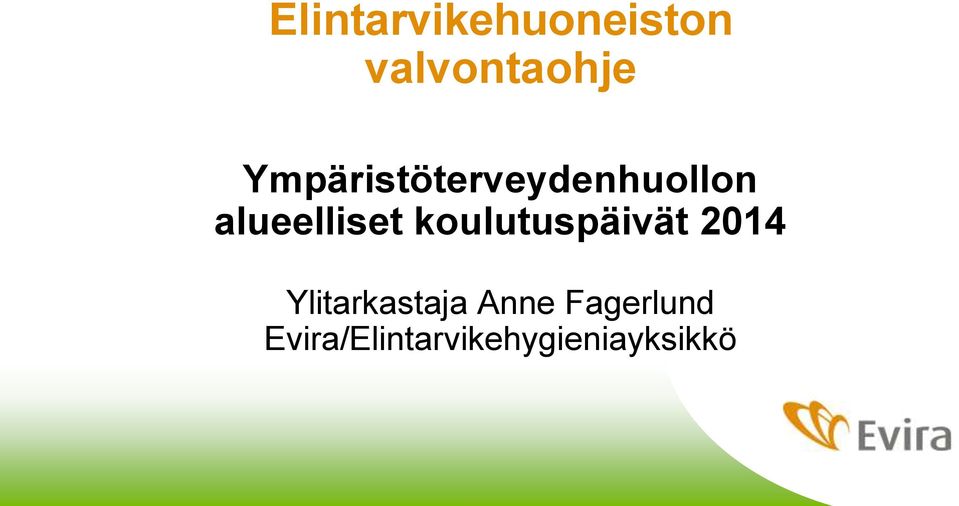 koulutuspäivät 2014 Ylitarkastaja Anne