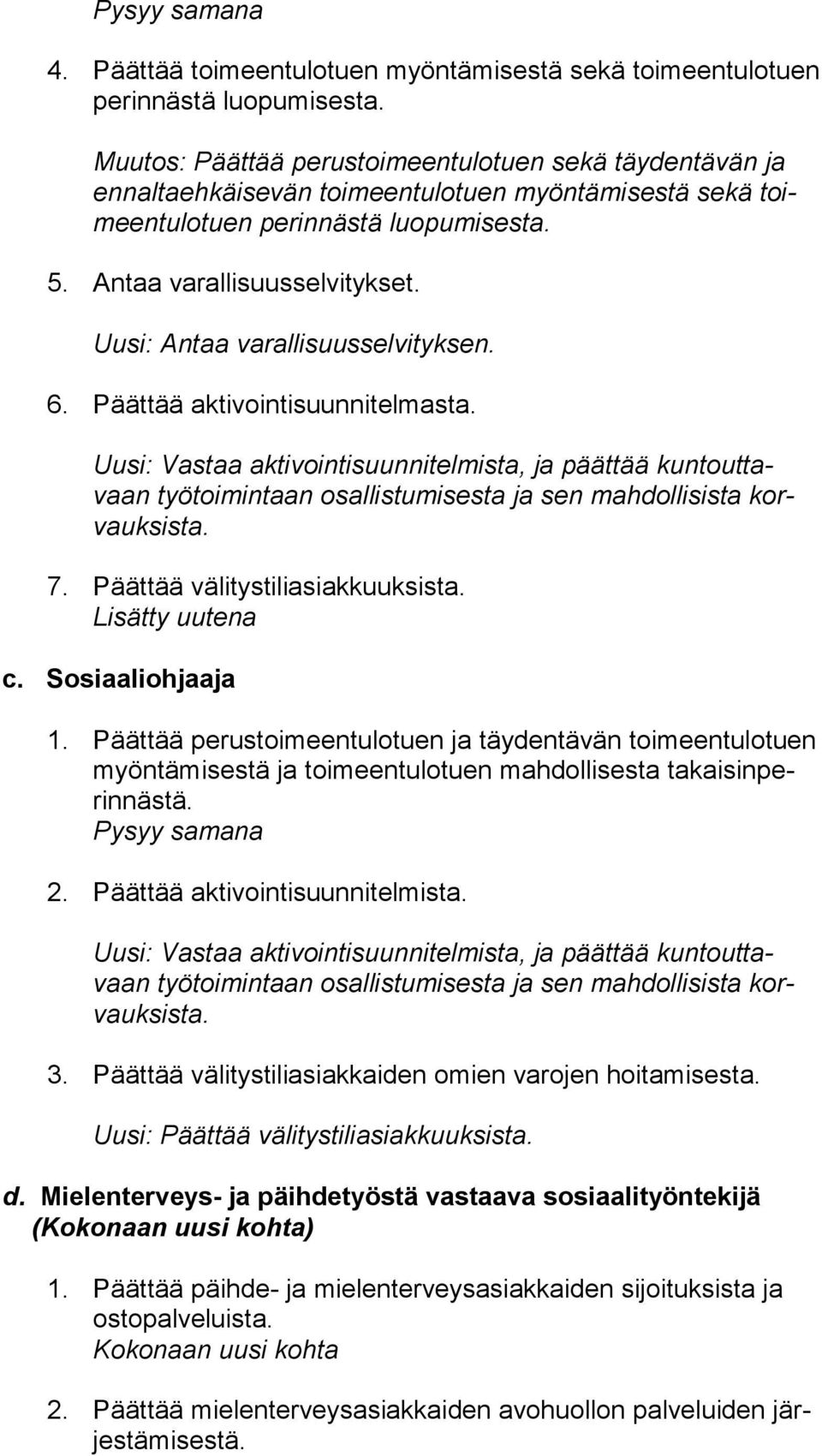 Uusi: Antaa varallisuusselvityksen. 6. Päättää aktivointisuunnitelmasta.