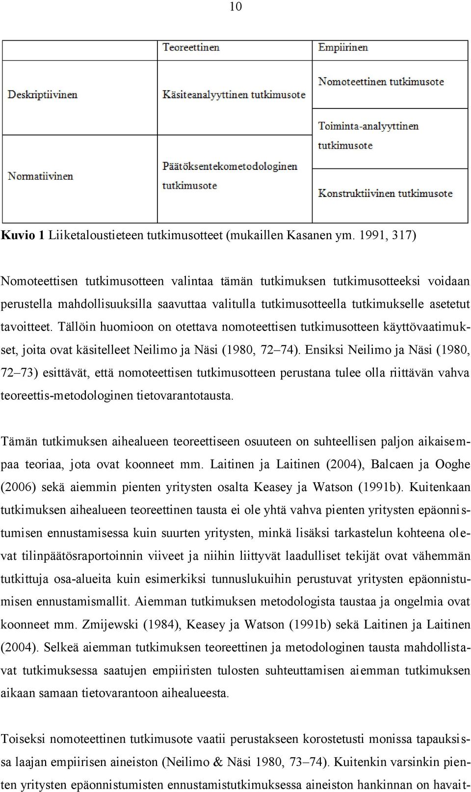Tällöin huomioon on otettava nomoteettisen tutkimusotteen käyttövaatimukset, joita ovat käsitelleet Neilimo ja Näsi (1980, 72 74).