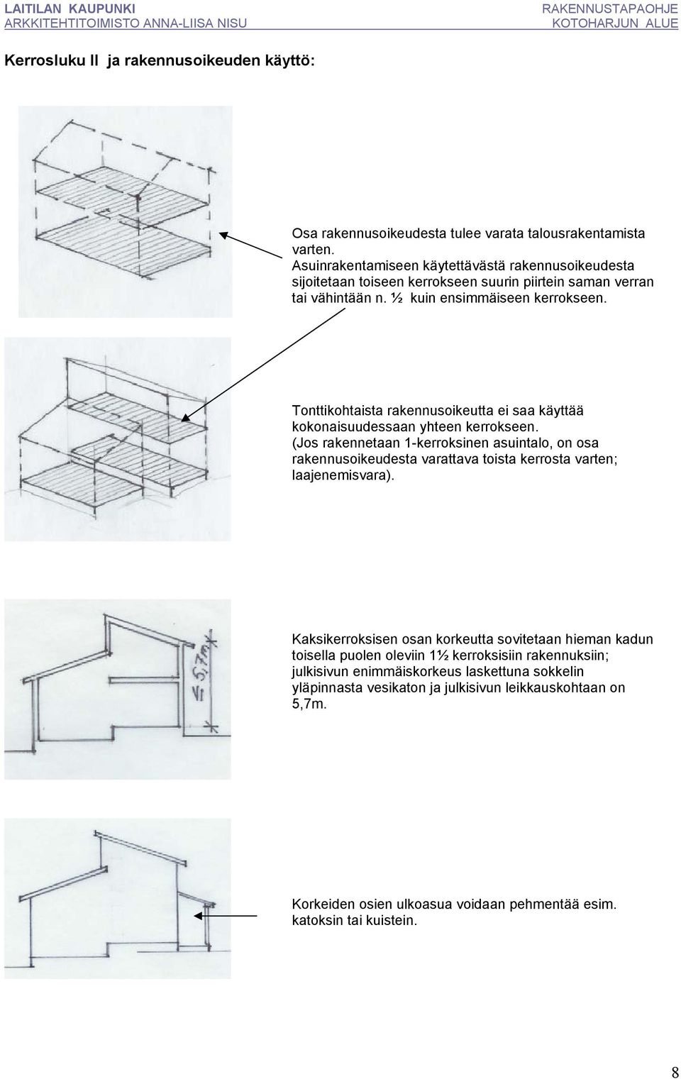 Tonttikohtaista rakennusoikeutta ei saa käyttää kokonaisuudessaan yhteen kerrokseen.