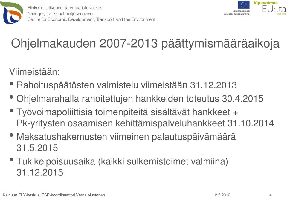 2015 Työvoimapoliittisia toimenpiteitä sisältävät hankkeet + Pk-yritysten osaamisen