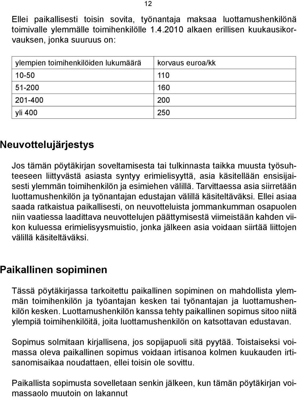 soveltamisesta tai tulkinnasta taikka muusta työsuhteeseen liittyvästä asiasta syntyy erimielisyyttä, asia käsitellään ensisijaisesti ylemmän toimihenkilön ja esimiehen välillä.