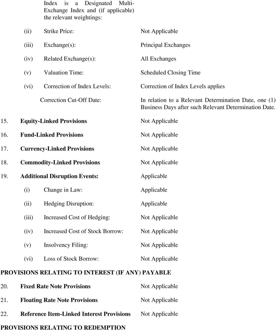 Business Days after such Relevant Determination Date. 15. Equity-Linked Provisions Not Applicable 16. Fund-Linked Provisions Not Applicable 17. Currency-Linked Provisions Not Applicable 18.