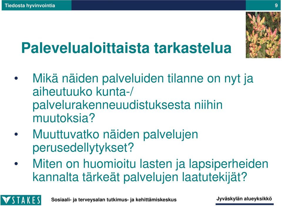 palvelurakenneuudistuksesta niihin muutoksia?