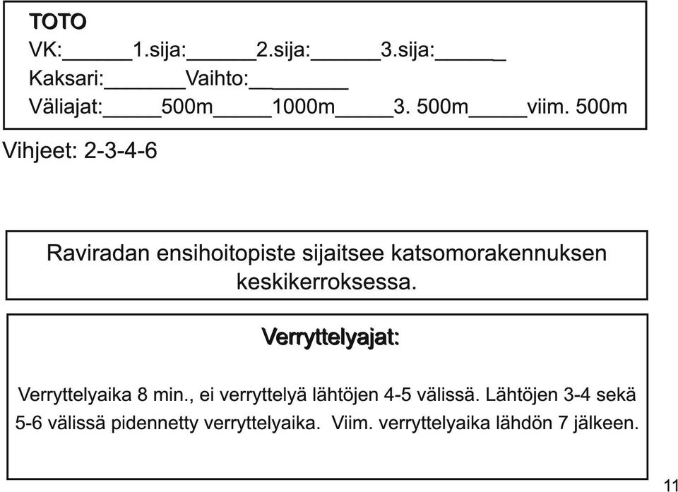 keskikerroksessa. Verryttelyajat: Verryttelyaika 8 min.