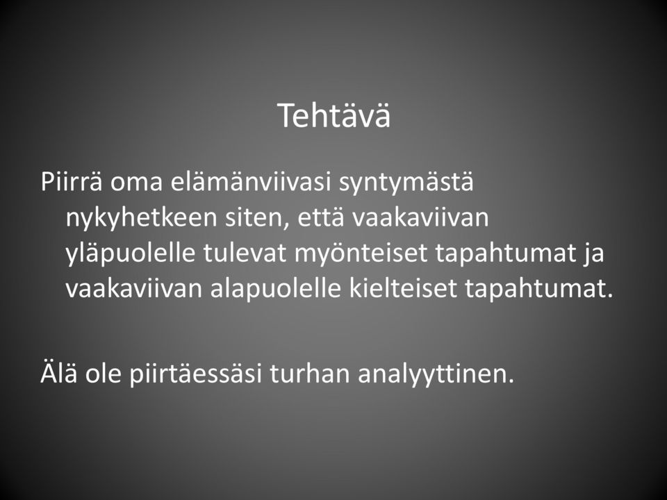tulevat myönteiset tapahtumat ja vaakaviivan