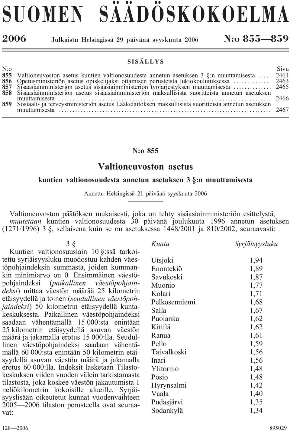 .. 2465 858 Sisäasiainministeriön asetus sisäasiainministeriön maksullisista suoritteista annetun asetuksen muuttamisesta.