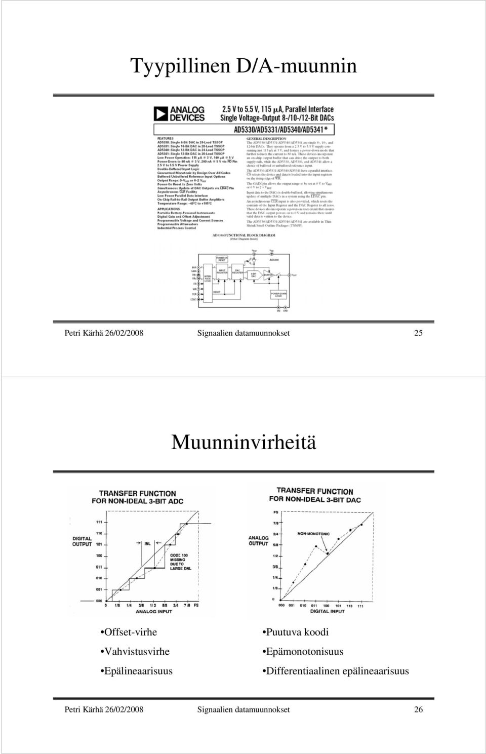 Epälineaarisuus Puutuva koodi Epämonotonisuus