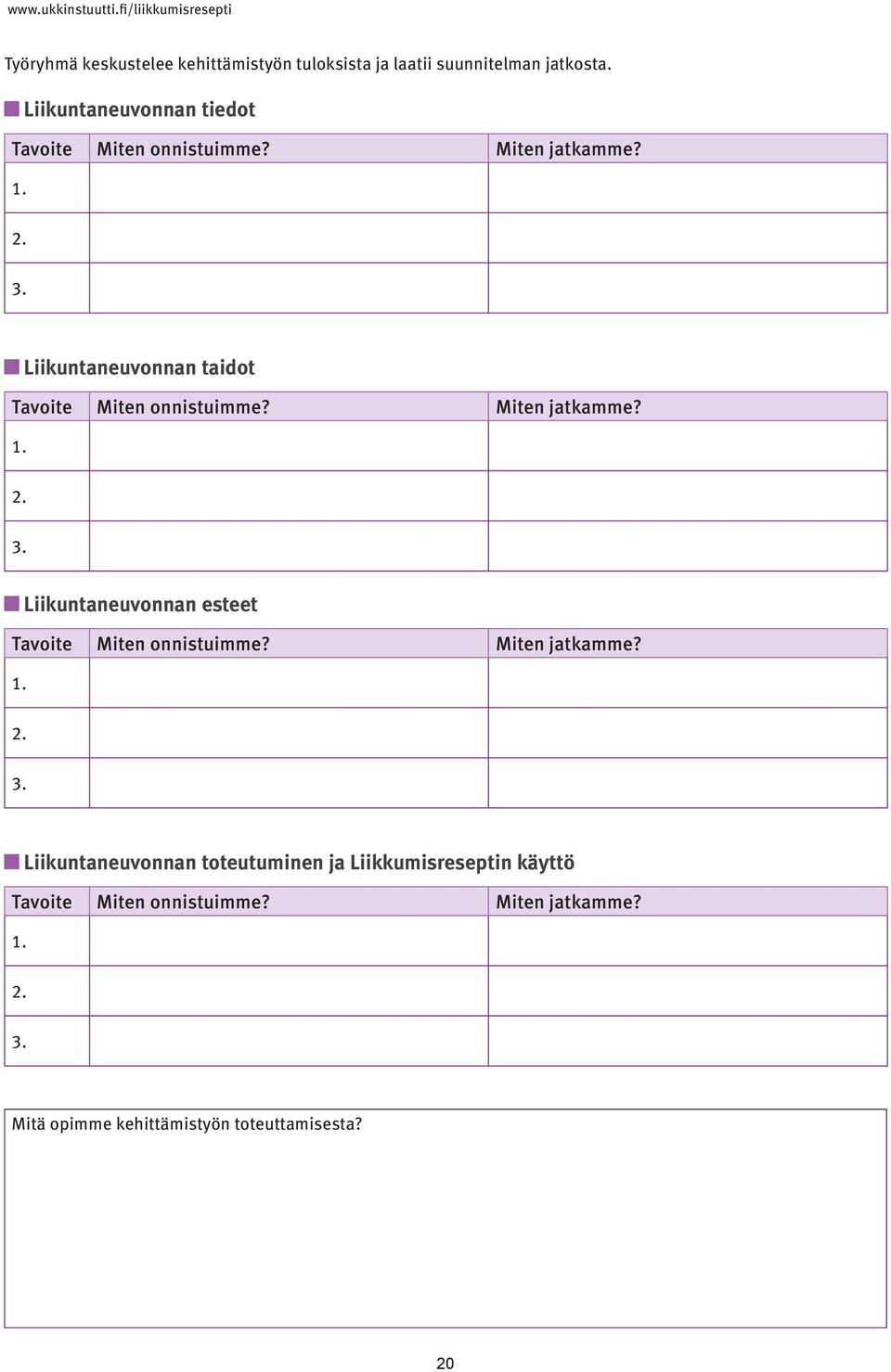 Liikuntaneuvonnan taidot Tavoite Miten onnistuimme? Miten jatkamme?