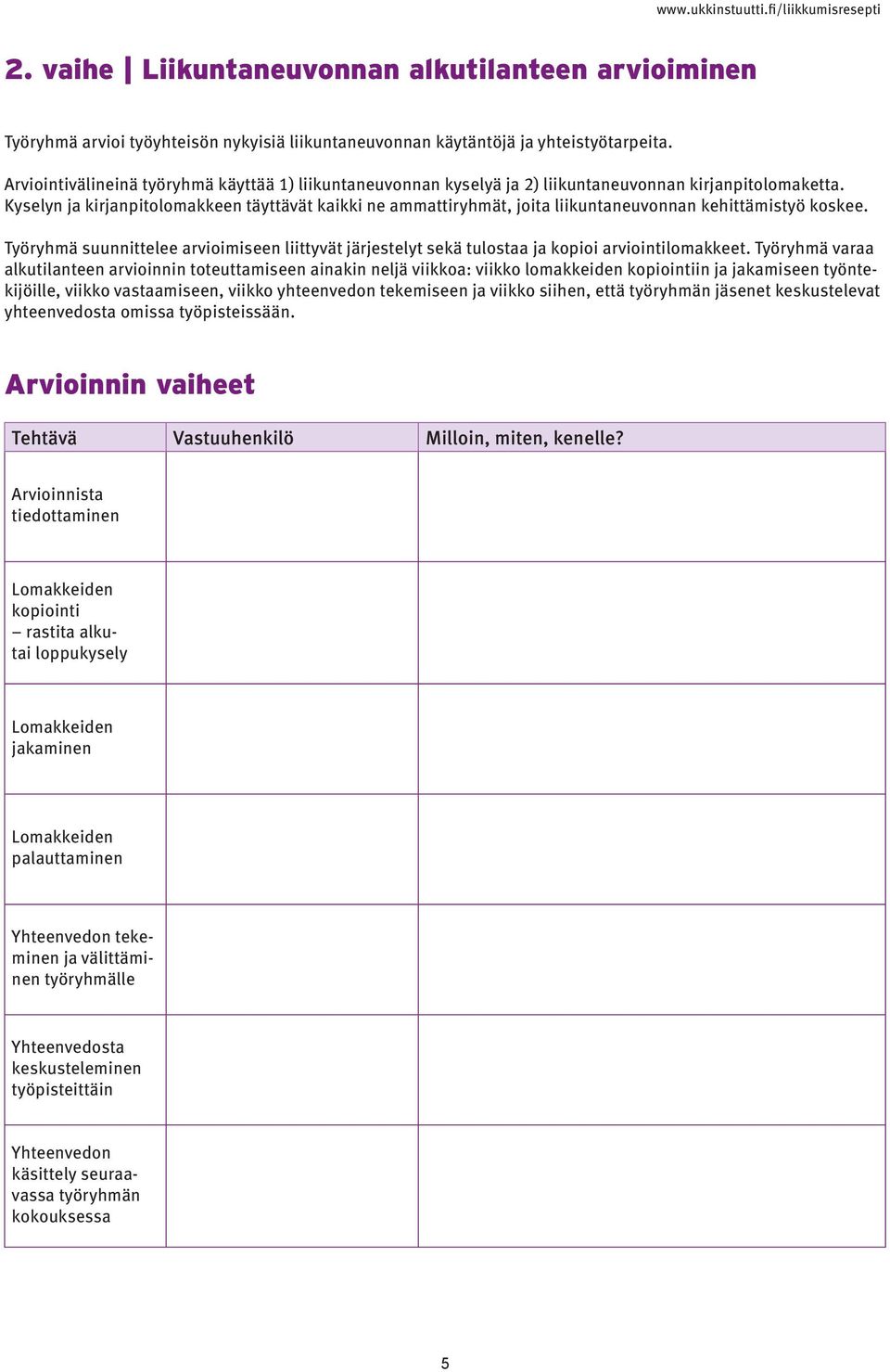 Kyselyn ja kirjanpitolomakkeen täyttävät kaikki ne ammattiryhmät, joita liikuntaneuvonnan kehittämistyö koskee.