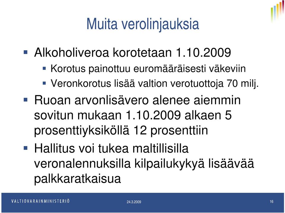 70 milj. Ruoan arvonlisävero alenee aiemmin sovitun mukaan 1.10.