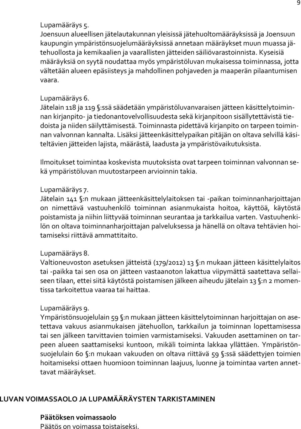 jätteiden säiliövarastoinnista.