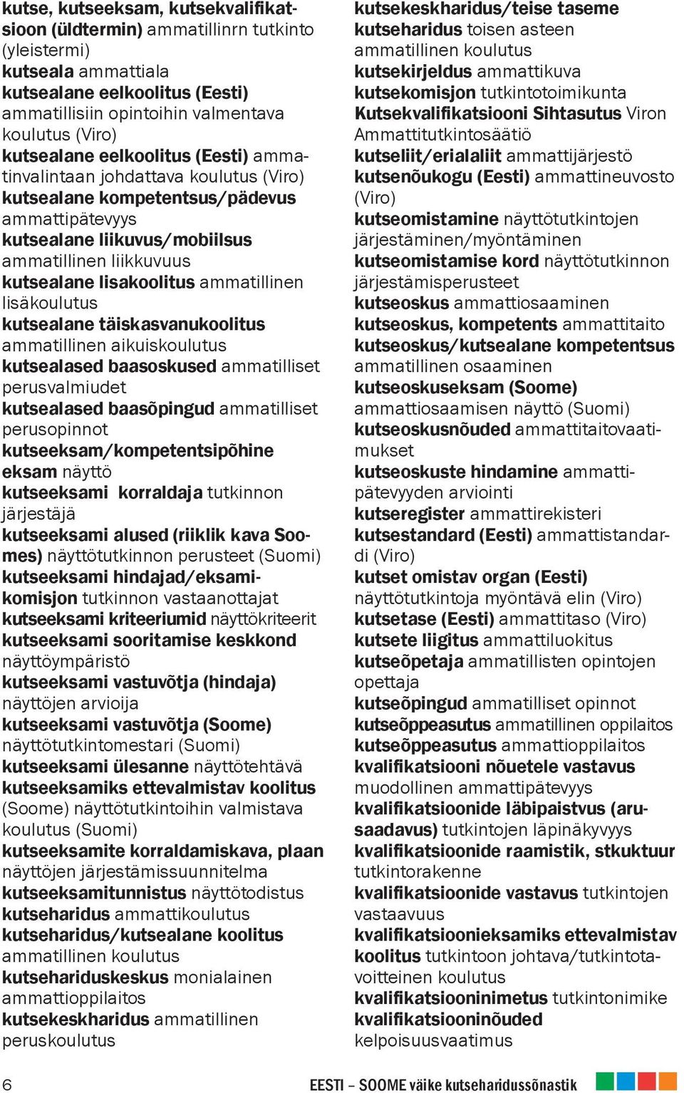 lisakoolitus ammatillinen lisäkoulutus kutsealane täiskasvanukoolitus ammatillinen aikuiskoulutus kutsealased baasoskused ammatilliset perusvalmiudet kutsealased baasõpingud ammatilliset perusopinnot