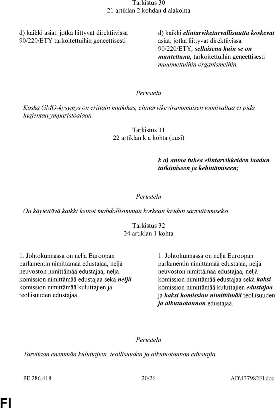 Koska GMO-kysymys on erittäin mutkikas, elintarvikeviranomaisen toimivaltaa ei pidä laajentaa ympäristöalaan.