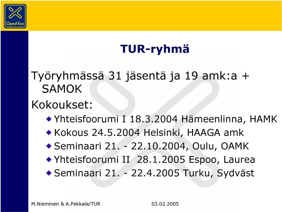 2004 Helsinki, HAAGA amk Seminaari 21. - 22.10.
