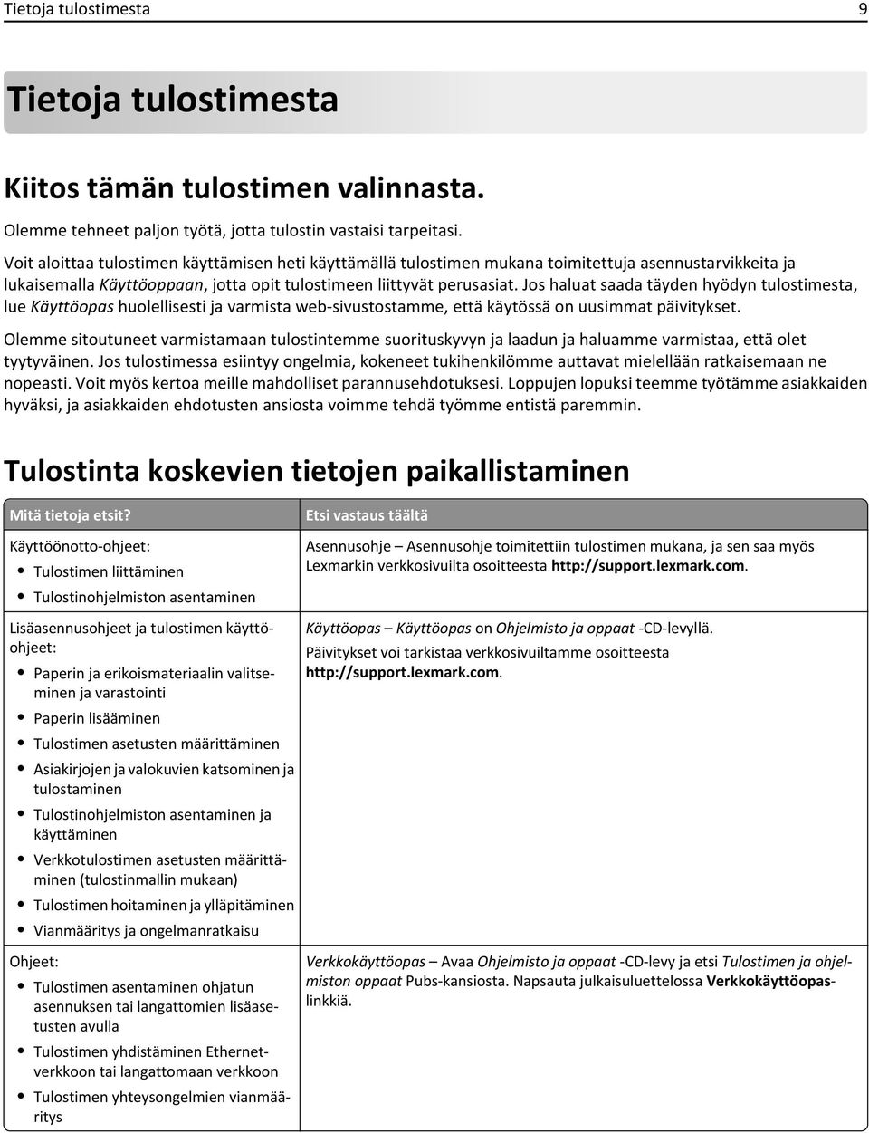 Jos haluat saada täyden hyödyn tulostimesta, lue Käyttöopas huolellisesti ja varmista web-sivustostamme, että käytössä on uusimmat päivitykset.