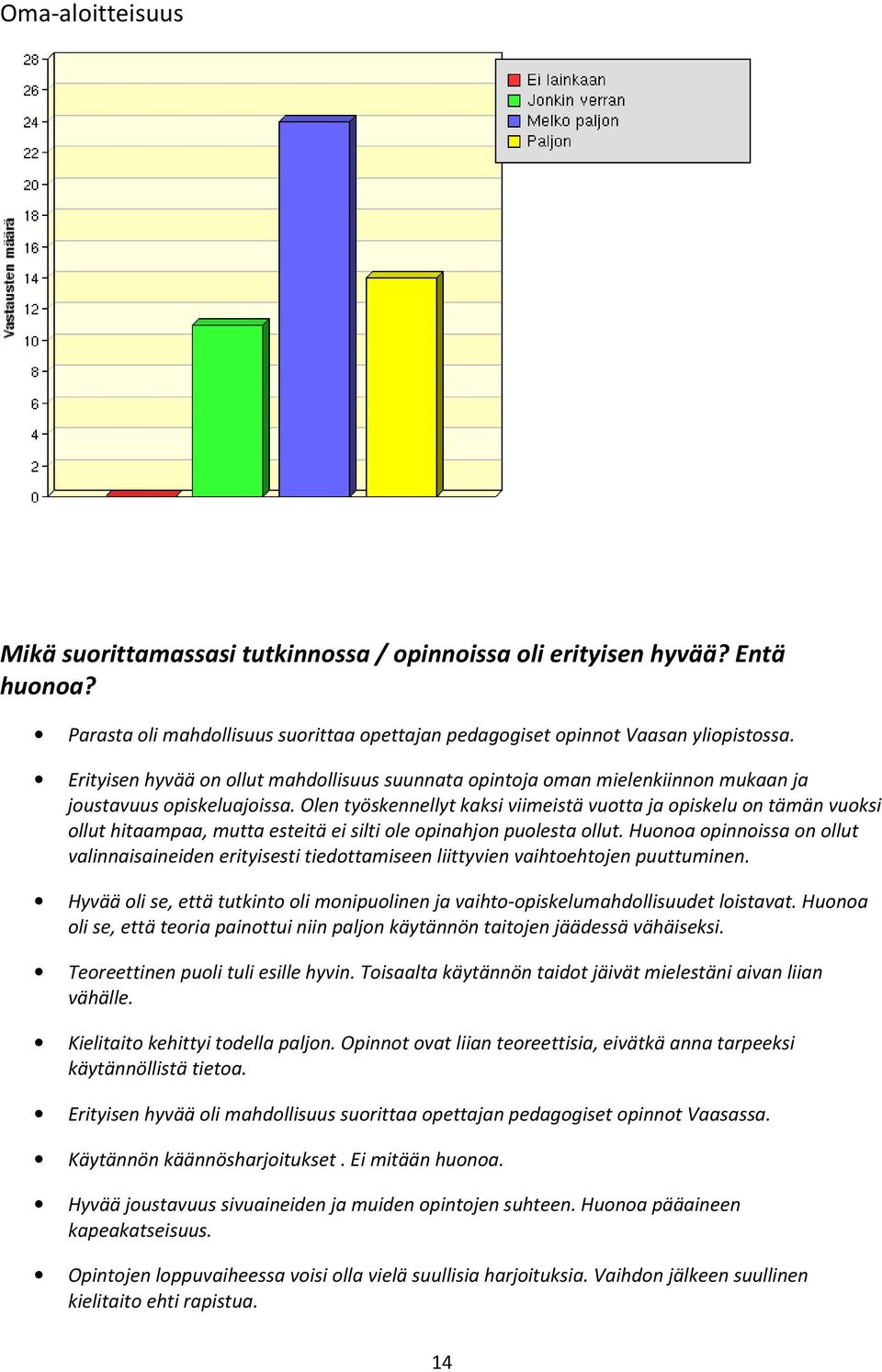 Olen työskennellyt kaksi viimeistä vuotta ja opiskelu on tämän vuoksi ollut hitaampaa, mutta esteitä ei silti ole opinahjon puolesta ollut.
