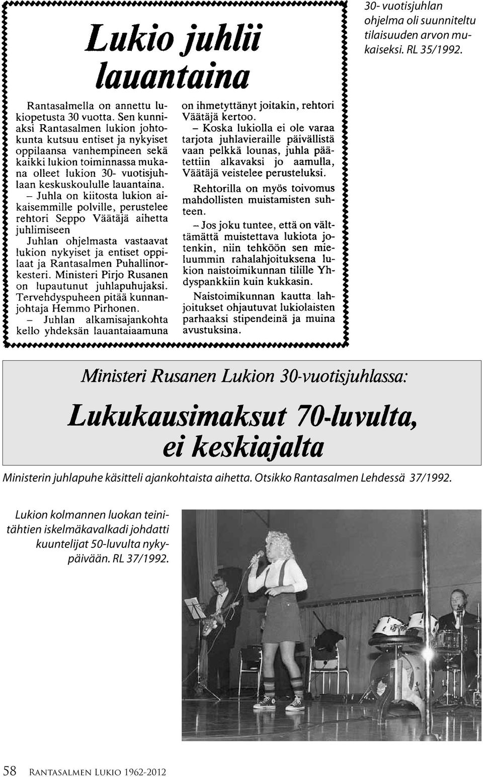 Otsikko Rantasalmen Lehdessä 37/1992.