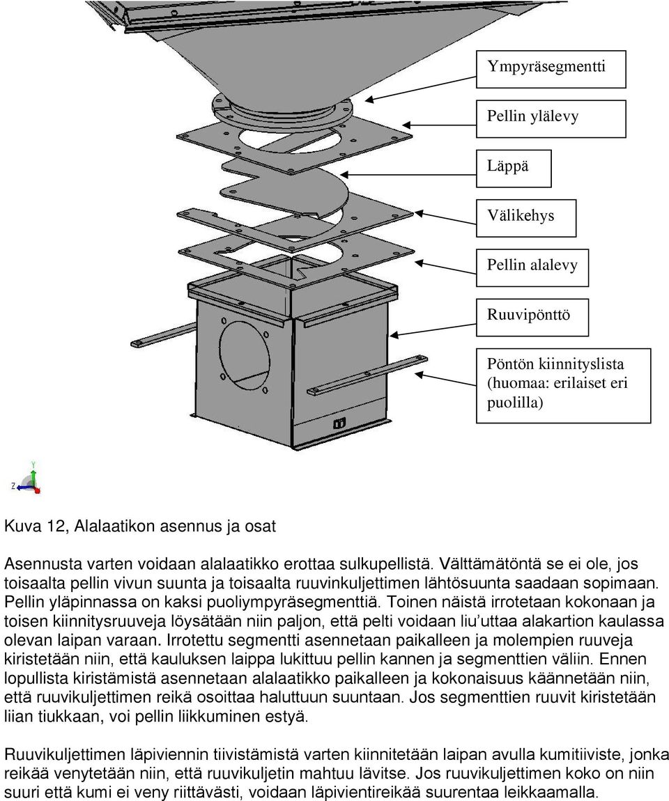 Pellin yläpinnassa on kaksi puoliympyräsegmenttiä.