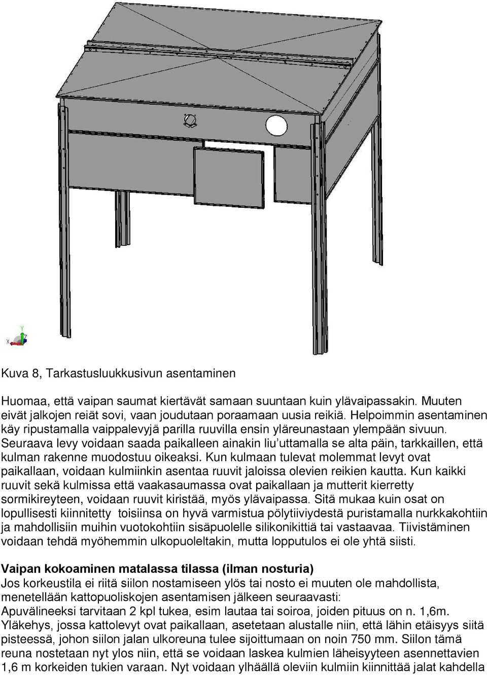 Seuraava levy voidaan saada paikalleen ainakin liu uttamalla se alta päin, tarkkaillen, että kulman rakenne muodostuu oikeaksi.