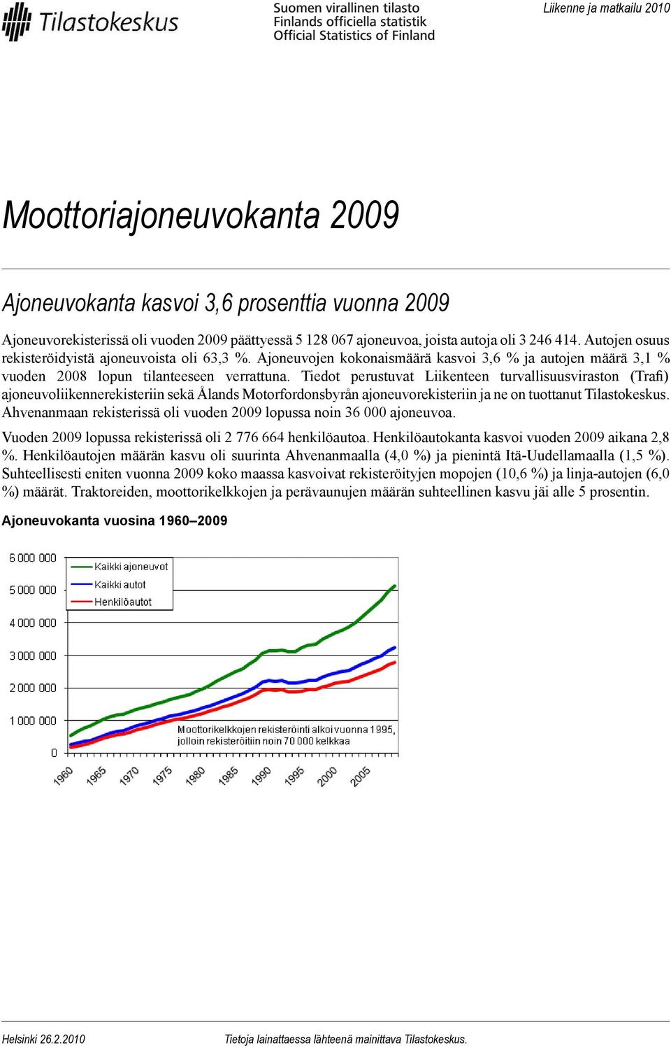 Tiedot perustuvat Liikenteen turvallisuusviraston (Trafi) ajoneuvoliikennerekisteriin sekä Ålands Motorfordonsbyrån ajoneuvorekisteriin ja ne on tuottanut Tilastokeskus.