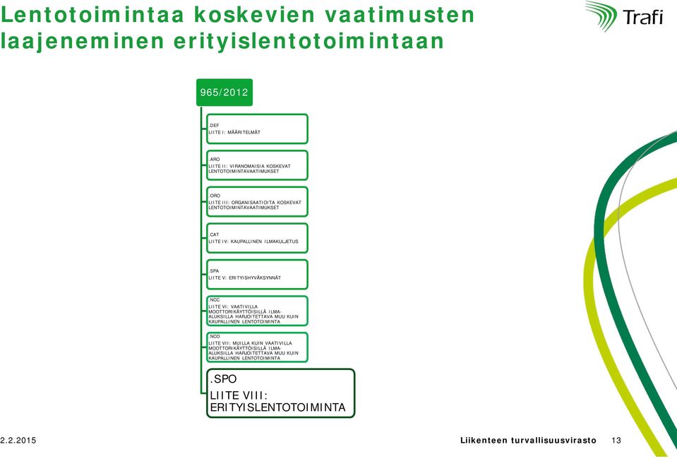 CAT LIITE IV: KAUPALLINEN ILMAKULJETUS.SPA LIITE V: ERITYISHYVÄKSYNNÄT.