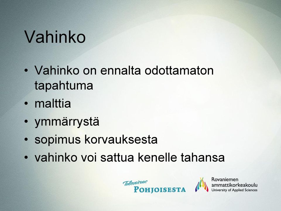 ymmärrystä sopimus